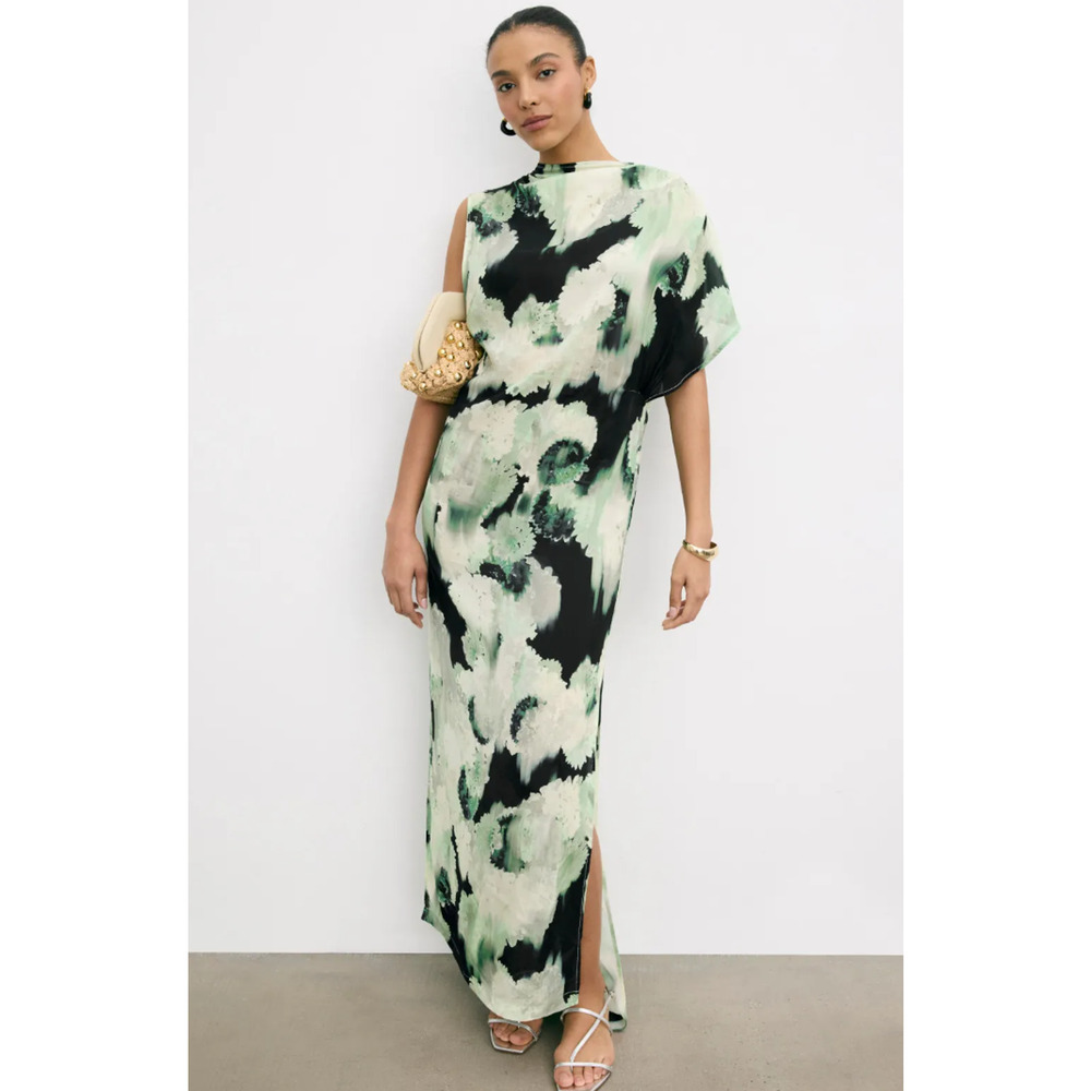 Rodebjer Alana Gown in Green Floral  - Size XL